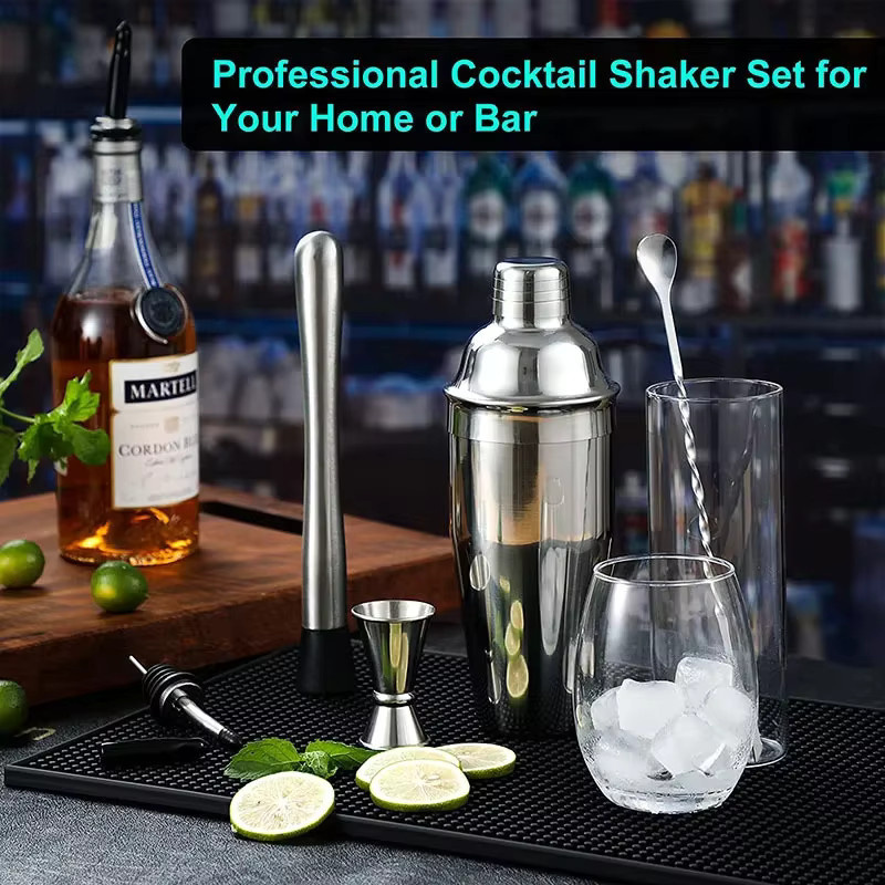 Upors Cocktail Shaker Set aus Edelstahl in Silber mit Aufbewahrungstasche - Bild 4