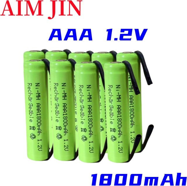 Aimjin AAA Ni-MH Akku 1,2 V 1800 mAh mit Lötfahnen in Grün für Philips und Braun Elektrorasierer sowie Zahnbürsten - Bild 1
