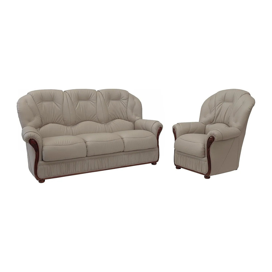 Vente-unique Couchgarnitur Daphne aus Büffelleder in Taupe mit 3-Sitzer und Sessel, Breite: 183 cm, Tiefe: 83 cm - Bild 2