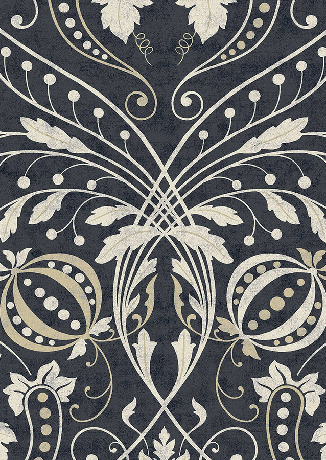 Lewis & Wood Tapete Chateau Guinness in Grau mit floralem Art Nouveau Design - Bild 1