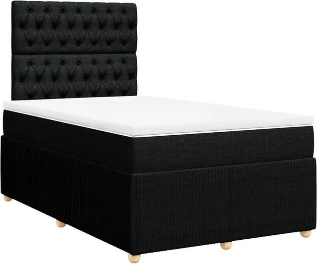 vidaXL Boxspringbett Hybrid mit Matratze und Taschenfederkern, Schwarz, B/T: 120 x 190 cm - Bild 1