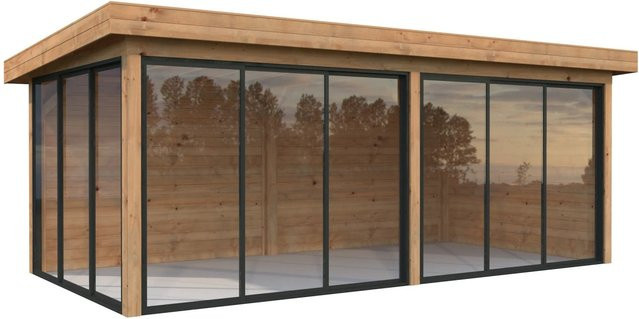 Palmako Pavillon Lenna Set 402 Slide aus Fichtenholz in Braun mit Pultdach und ESG-Verglasung B/H/T: 588 x 245 x 300 cm - Bild 1