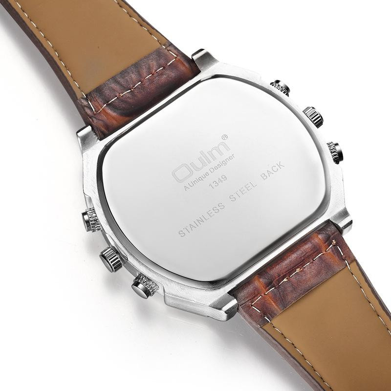 Oulm Armbanduhr, Quarz, Chronograph, Edelstahl, Leder, Schwarz, Herren - Bild 8