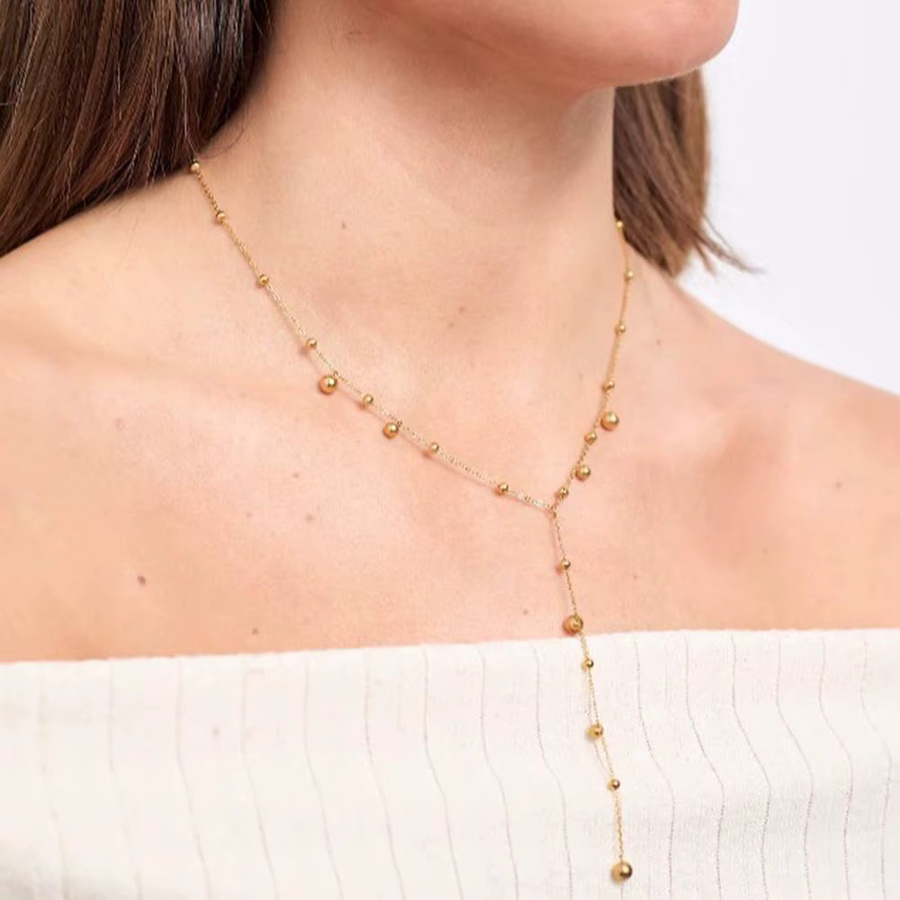 YHTOT Halsketten-Anhänger Edelstahl, Perle, Gold, Unisex - Bild 3
