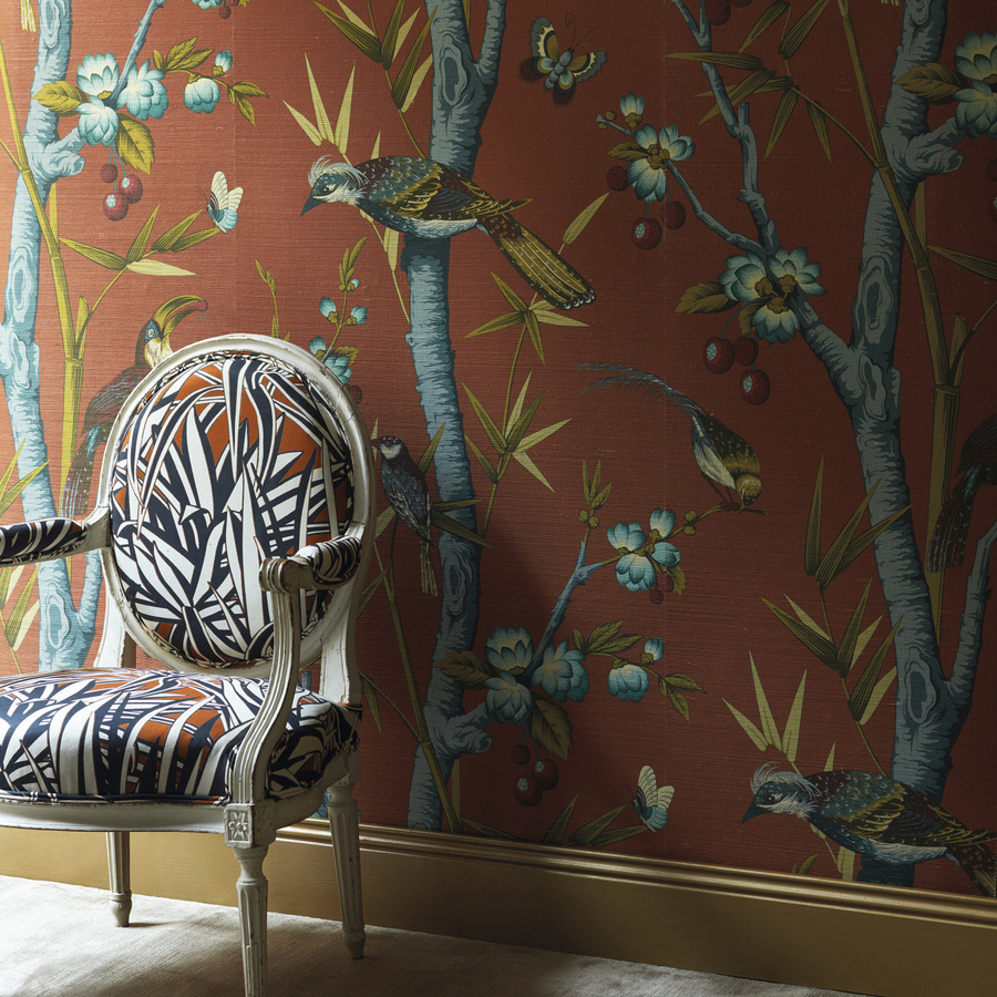 Nobilis Mural Josephine GRD65 Wandtattoo mit floralem Design in Orange und Braun - Bild 1