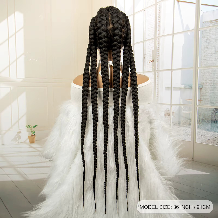 Ultimate Synthetische Vollspitze-Perücke, Geflochtene Box Braids, 36 Zoll, Damen - Bild 2