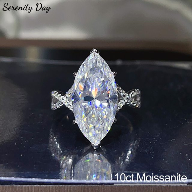 Serenity Ring, 925 Silber, vergoldet, Moissanit, Unisex - Bild 1