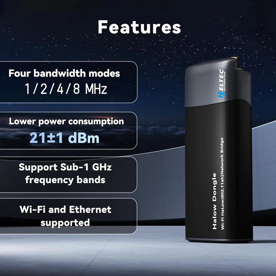 Heltec Wi-Fi HaLow Wireless Ethernet Jumper Dongle 915 MHz in Schwarz - Bild 3