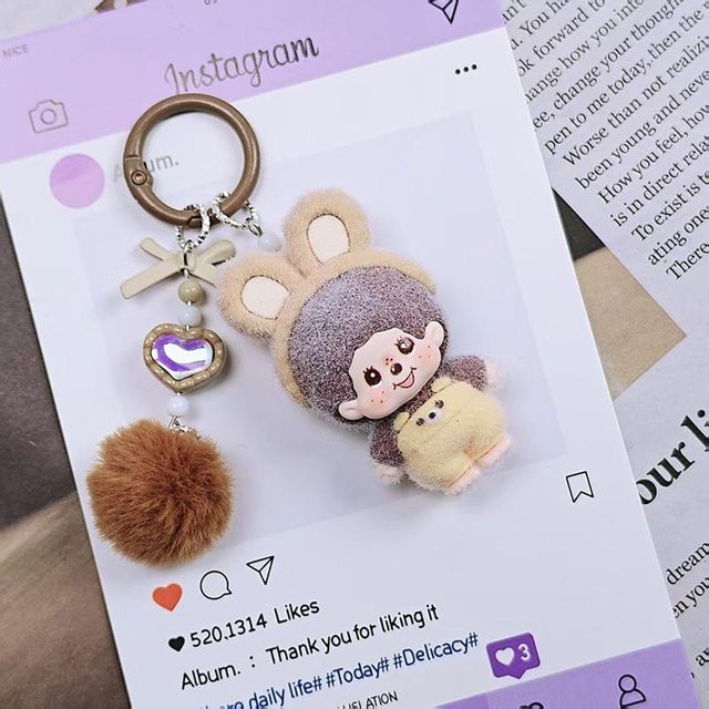 Monchhichi Schlüsselanhänger, Plüsch, gray, Unisex - Bild 1