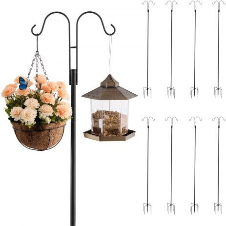 VEVOR Schäferhaken 8er-Pack aus Stahl in Schwarz, Doppelhaken für Garten und Outdoor, Höhe: 234,5 cm, Durchmesser: 1,9 cm - Bild 1