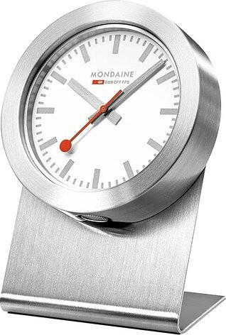 Mondaine SBB Magnet Clock A660.30318.82SBV Tischuhr in Silber mit weißem Zifferblatt und rotem Akzent - Bild 1