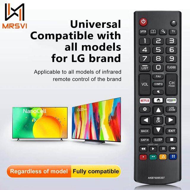 MRSVI Universal-Fernbedienung AKB75095307 in Schwarz kompatibel für LG Smart TV LED OLED LCD UHD HDTV Plasma Magic Webos 3D 4K UHD HDR - Bild 1