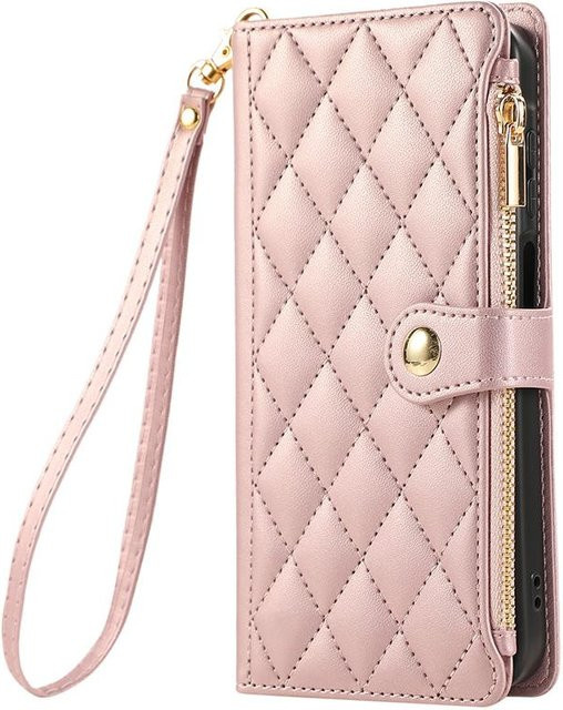 Leder Portemonnaie Hülle mit Reißverschluss für Samsung Galaxy S26 S25 S24 S23 S22 S21 Ultra Plus und A-Serie in Pink - Bild 1