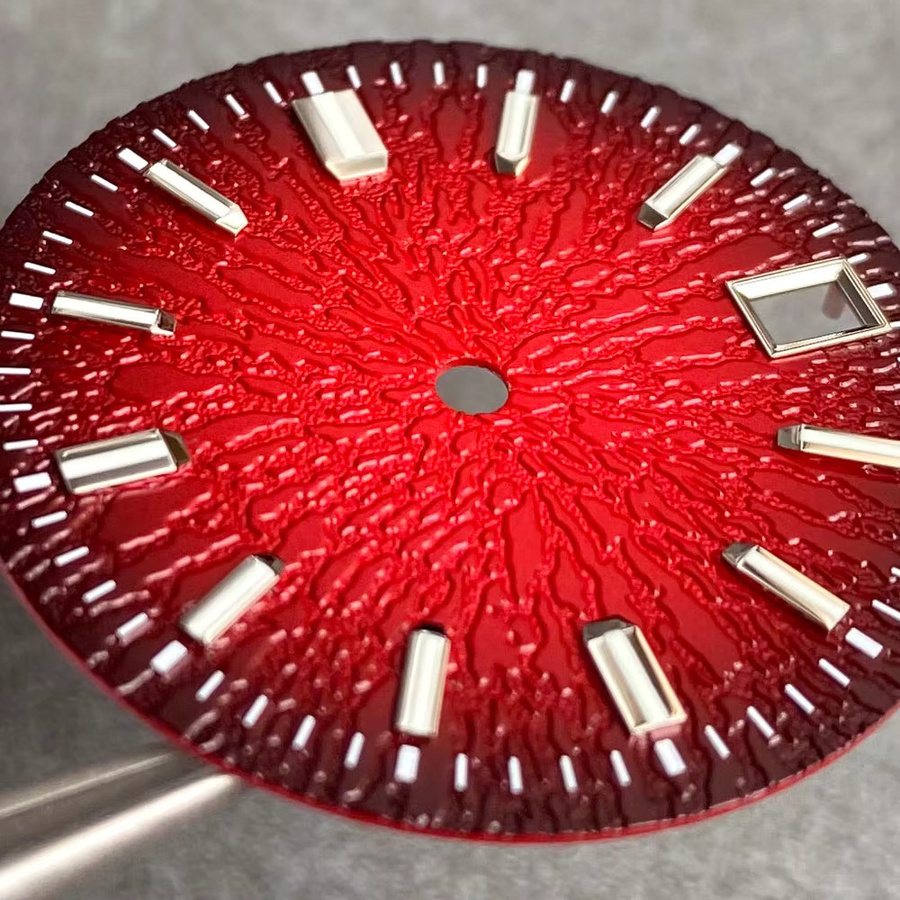Tandorio Uhrenzubehör, Zifferblatt, 29 mm, Schwarz Rot Bunt, Herren - Bild 2