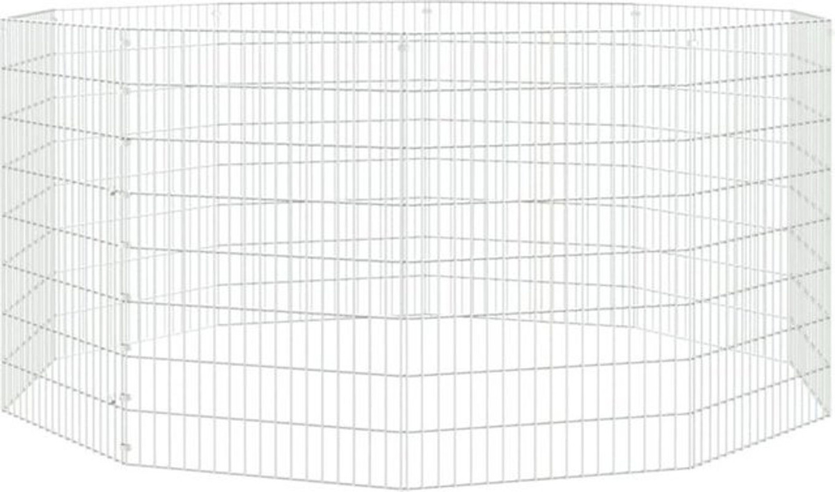 vidaxl Freilaufgehege 10-teilig aus verzinktem Eisen in Silber und Weiß, B/H: 80 x 54 cm - Bild 1