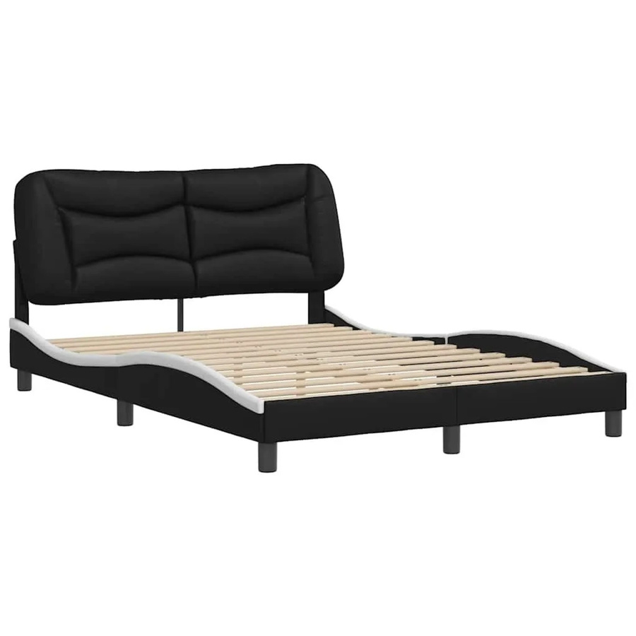 vidaXL Bettgestell aus Kunstleder in Schwarz und Weiß, B/T/H: 140 x 190 x 208 cm - Bild 2