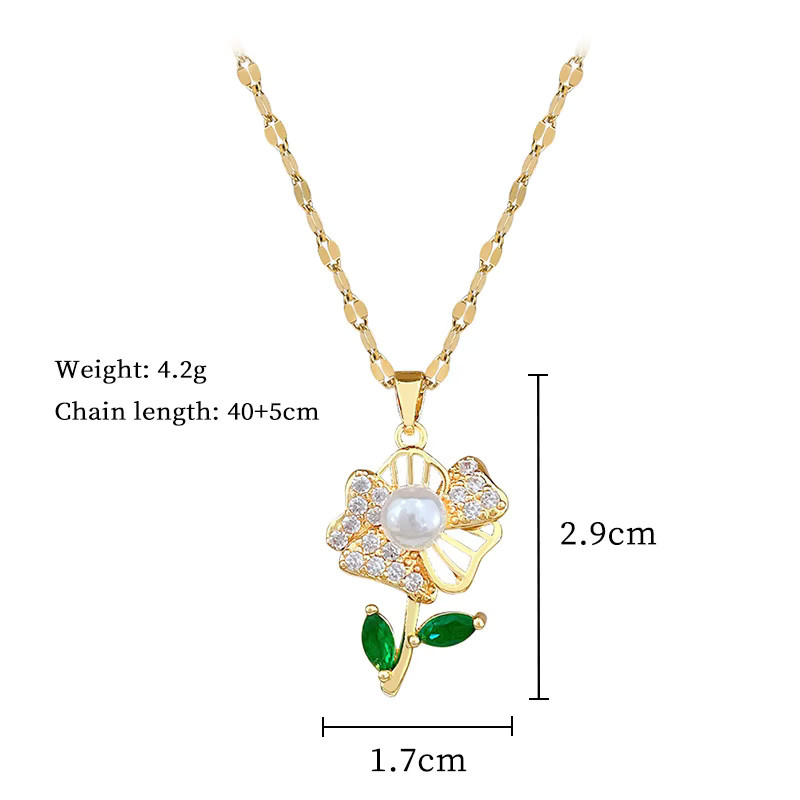 ZAKOL Schmuckset Halskette und Ohrringe, Edelstahl, Zirkonia, Perle, Damen - Bild 2