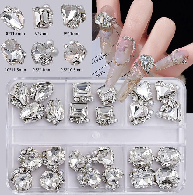 MAFANAILS Nagelsteine, Kristall, Herz- und Quadrat-Form, Glänzend - Bild 1