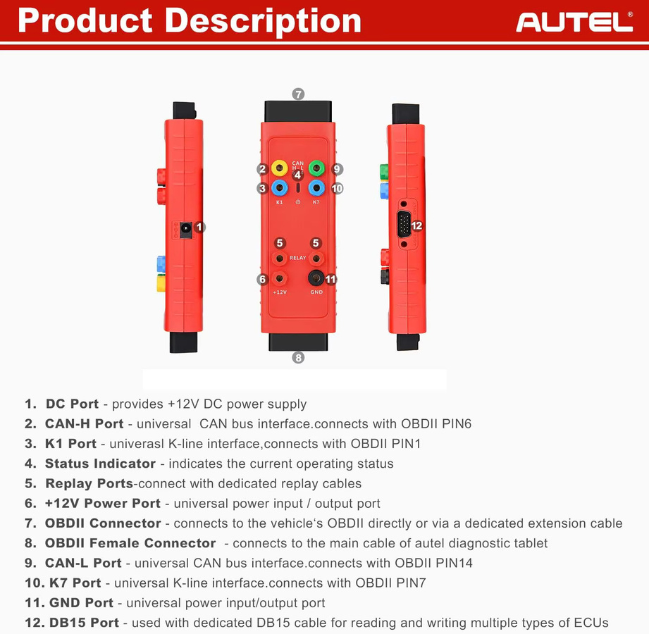 Autel G-BOX3 Auto-Schlüsselprogrammier-Adapter in Rot für Mercedes-Benz und BMW mit Schreibmodus, Boot-Modus und Bench-Methode - Bild 2