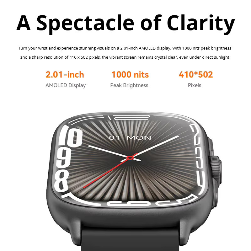 IMIKI Frame 2 Pro Sport-Smartwatch in Schwarz mit 2,01-Zoll-AMOLED-Display, integriertem GPS und Gesundheitsüberwachung, wasserdicht bis 5 ATM - Bild 3