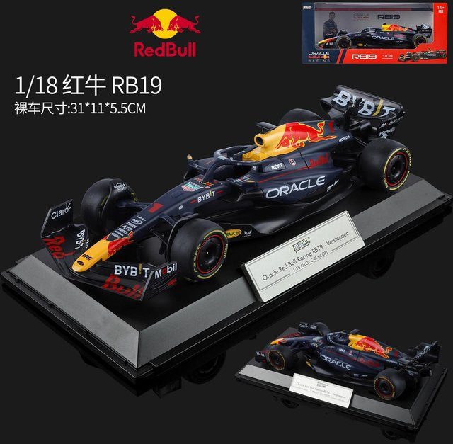 Linyi toy car Oracle Red Bull Racing Rb19 Formel 1 Rennwagen Max Verstappen, Modellauto, 1:18, Metall, ab 14 Jahren - Bild 1