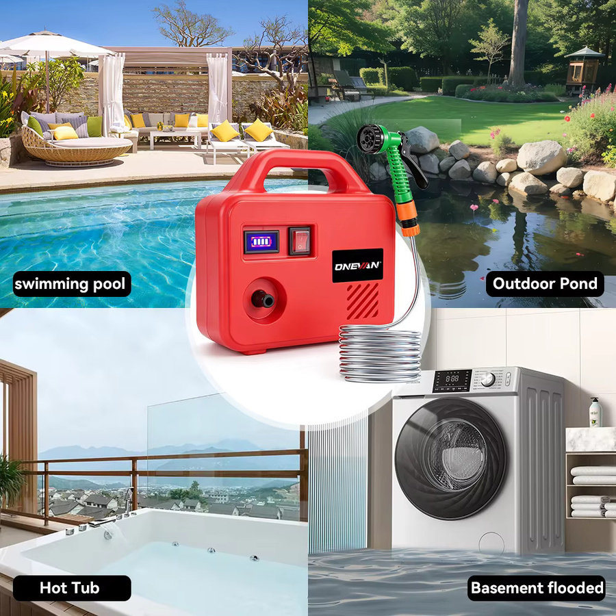 Akku-Wasserpumpe für Makita LXT Akkus, kabellose elektrische Pumpe in Rot, 260W mit 150M Reichweite - Bild 2