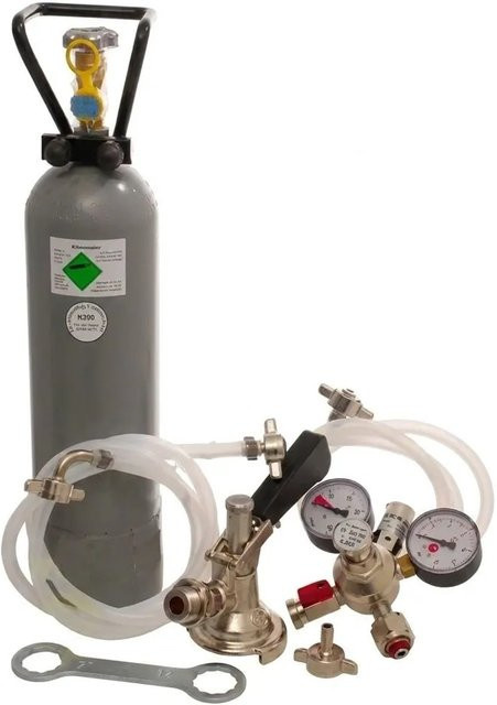 Ich-Zapfe Zubehörpaket 4 für 2-Leitige Zapfanlagen mit 2,0 kg Kohlensäure und 2 Köpi Fittings in Grau - Bild 1