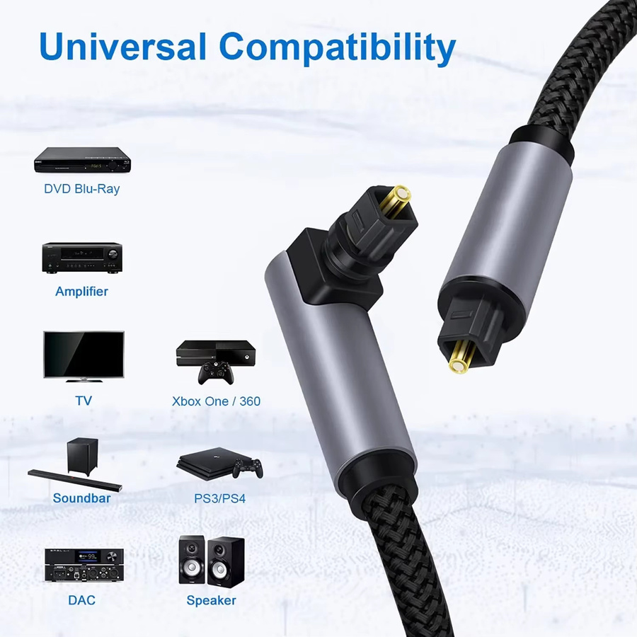 Jiansu Digitales Optisches Audiokabel Toslink SPDIF Koaxialkabel 5.1 in Schwarz mit 90 Grad Winkel für Blu-ray-Player, Xbox und Soundbar - Bild 2