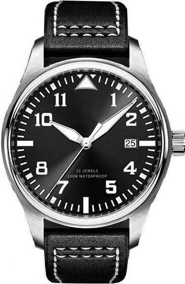 RUIYI Automatik-Armbanduhr, Edelstahl, 42 mm, Leder, Herren, Schwarz - Bild 1