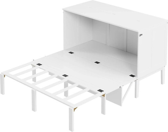 Merax Schrankbett Wandbett mit Lattenrost in Weiß und Grau, B/T/H: 205 x 140 x 71 cm