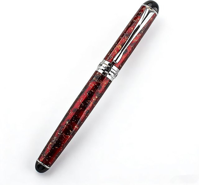 Jinhao X750 Tintenroller aus Metall in Rot Eisblume, nachfüllbarer Rollerball für professionelle Schreibarbeiten - Bild 1