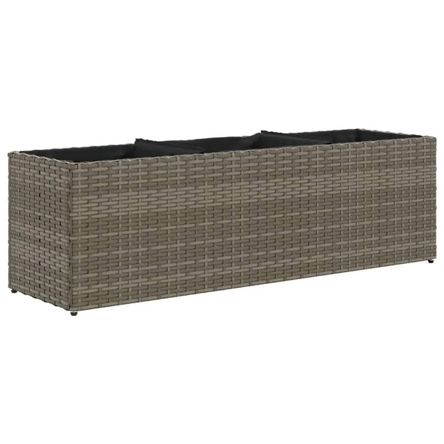 vidaXL Hochbeet mit 3 Fächern aus Poly Rattan in Grau, B/T/H: 105 x 30 x 32 cm - Bild 2
