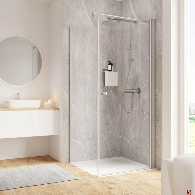 Schulte Dusche Drehtür mit Seitenwand Garant 2.0 Alunatur Rechts, H x B x T: 200 x 90 x 90 cm - Bild 1