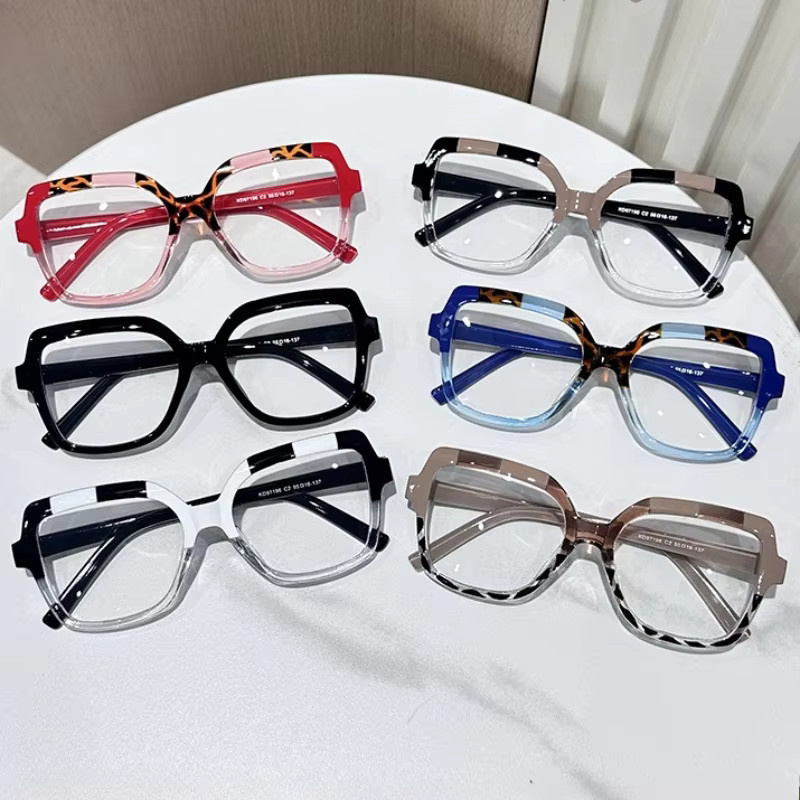 Quadratische Korrektionsbrille mit Blaulichtfilter, Unisex, Vollrand, Kunststoff, kontrastfarben - Bild 2