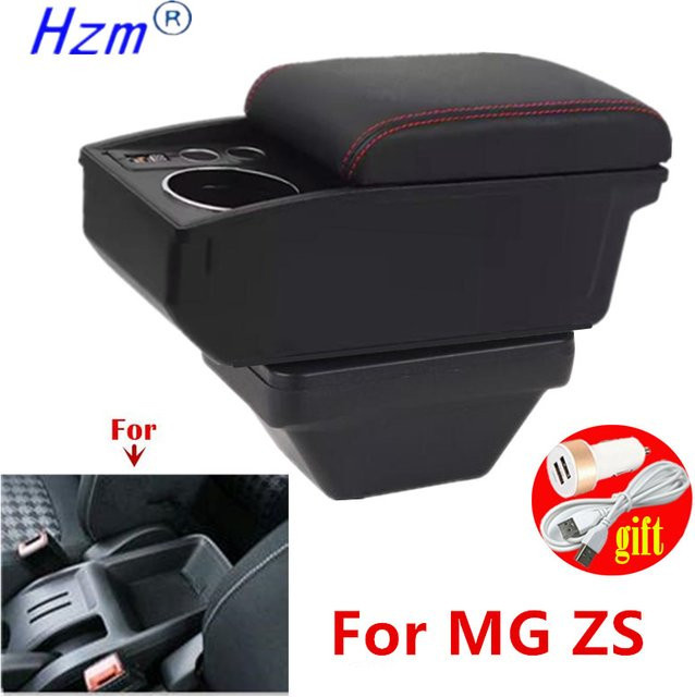 HuangZM Armlehnenbox für MG ZS mit USB-Ladefunktion und doppelschichtiger Aufbewahrung in Schwarz - Bild 1
