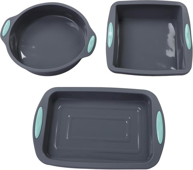 3er Set CosyHome Silikon Backformen Antihaft Brotform und Kuchenform in Schwarz und Grau - Bild 1