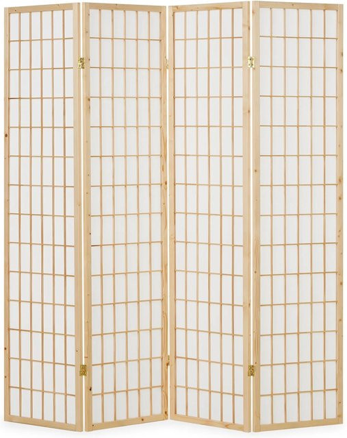 Homestyle4u Shoji Paravent 4-teilig aus Holz und Reispapier in Braun, Höhe: 176 cm, Breite: 175 cm - Bild 1