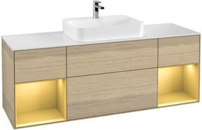 V&B Waschtischunterschrank Finion in Weiß mit Eichenregal, B/T/H: 160 x 50,1 x 60 cm - Bild 1