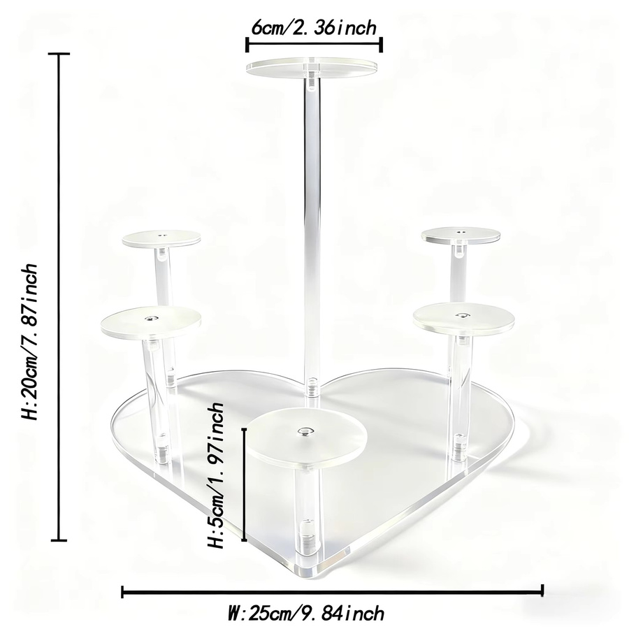 Multifunktionaler 6-Kopf-Acryl-Displayständer für Schmuck und Sammlerstücke, transparent - Bild 3