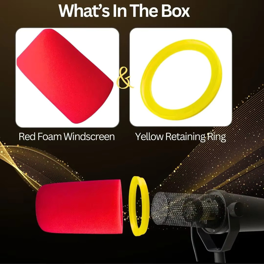 Okrinos Windschutz für Shure SM7B und SM7dB, Mikrofon-Popfilter-Abdeckung mit Ring als Schaumstoffüberzug zur Geräuschreduzierung in Rot oder Lila - Bild 3