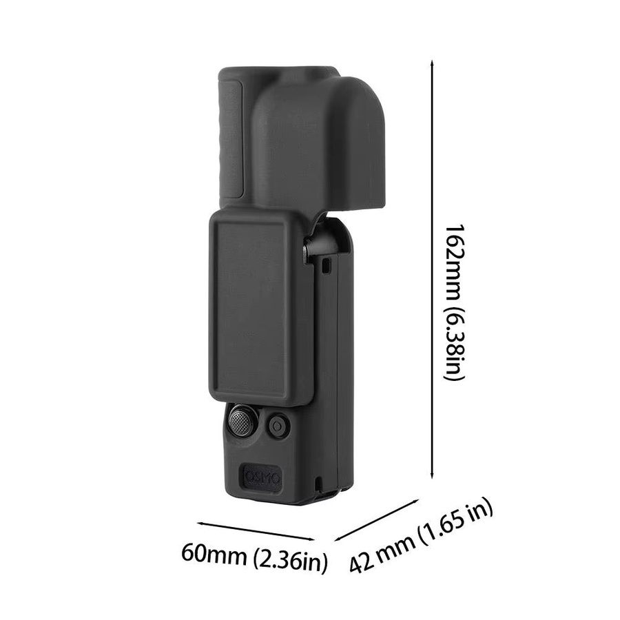 DJI Pocket 4 Silikon-Schutzhülle mit Schnellverschluss-Clip und Adapterrahmen in Schwarz - Bild 5