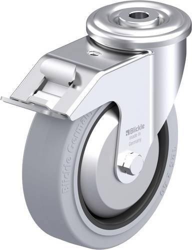 Blickle Stahlblech-Lenkrolle LER-POEV 125KA-FI-SG-FA in Grau und Schwarz mit 125 mm Rad-Durchmesser und einer Tragfähigkeit von 150 kg - Bild 1