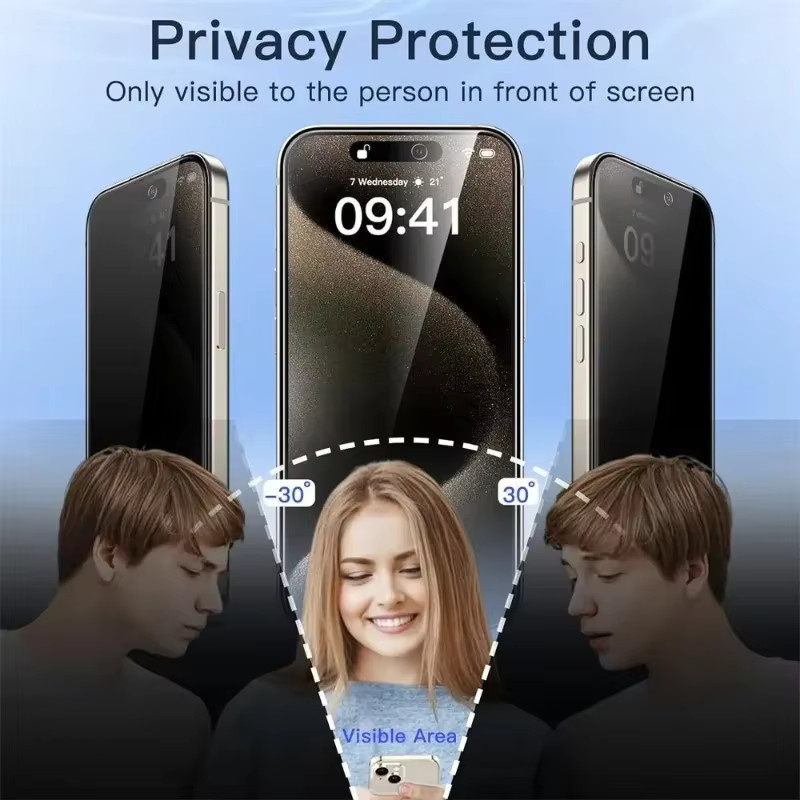 2 Stück Sichtschutzfolie für Apple iPhone 11 12 13 14 15 16 17 Pro Max und Plus Modelle, Transparentes Schutzglas - Bild 3