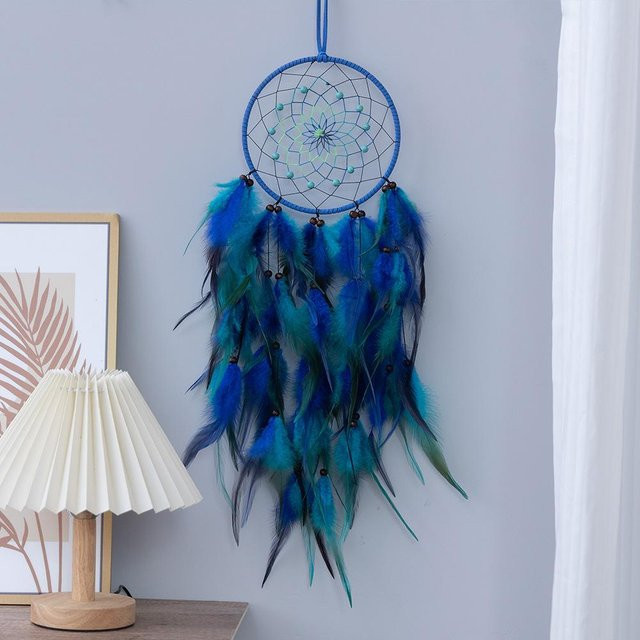 Yiran Furniture Dreamcatcher Windspiel in Blau als amerikanisches Ornament für Damen und Herren - Bild 1