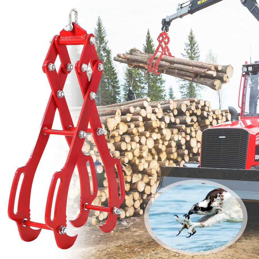 Robuste Hebezange für Holzscheite aus Stahl in Rot, Holzgreifer und Stammheber mit 4 Klauen, Höhe: 71 cm - Bild 1
