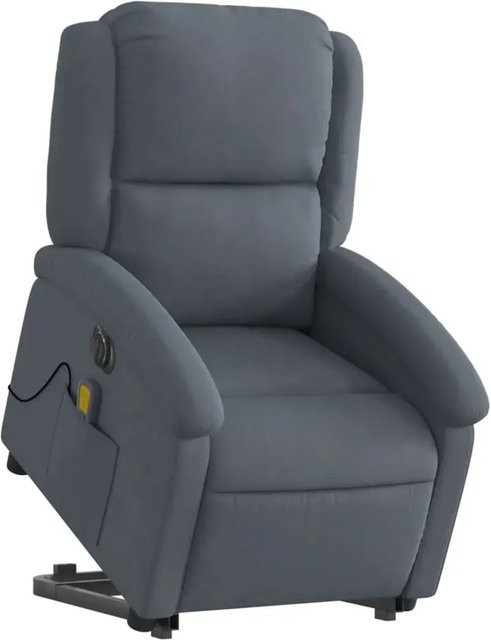 vidaXL Elektrischer Massagesessel mit Aufstehhilfe in Dunkelgrau aus Samt - Bild 1