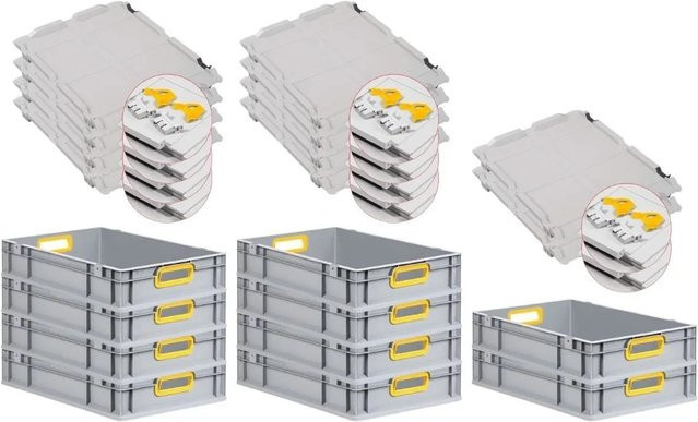 PROREGAL Spar Set 10x Eurobox Nextgen Color mit Scharnierdeckel und Schiebeschnappverschlüssen, Gelb, H x B x T: 12 x 40 x 60 cm - Bild 1