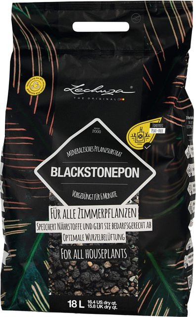 Lechuza Pflanzsubstrat Blackstone Pon 18 in Schwarz für Zimmerpflanzen und essbare Pflanzen - Bild 1