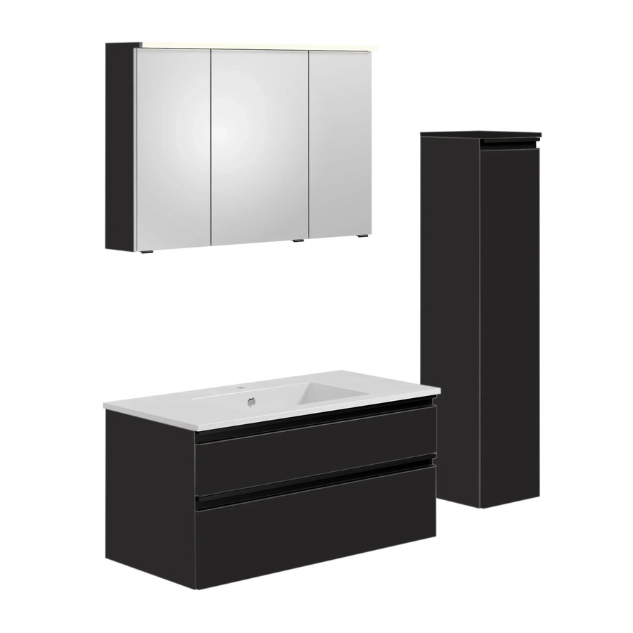 Schöner Wohnen Badmöbel-Set Stockholm 6-teilig in Cosmos Grey mit Mineralguss Waschbecken - Bild 2