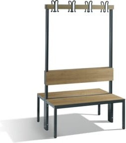 C+P Garderobenbank Basic Plus doppelseitig mit Rückenlehne, Eiche Sereno, Gestell Schwarzgrau, H 165 cm x B 100 cm x T 76 cm - Bild 1